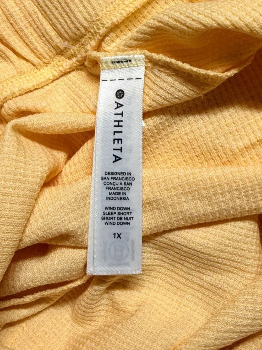 NWT Athleta Wind Down Sleep Shorts 1X Lunaria Yellow Waffle Knit Lounge Plus - Picture 7 of 11